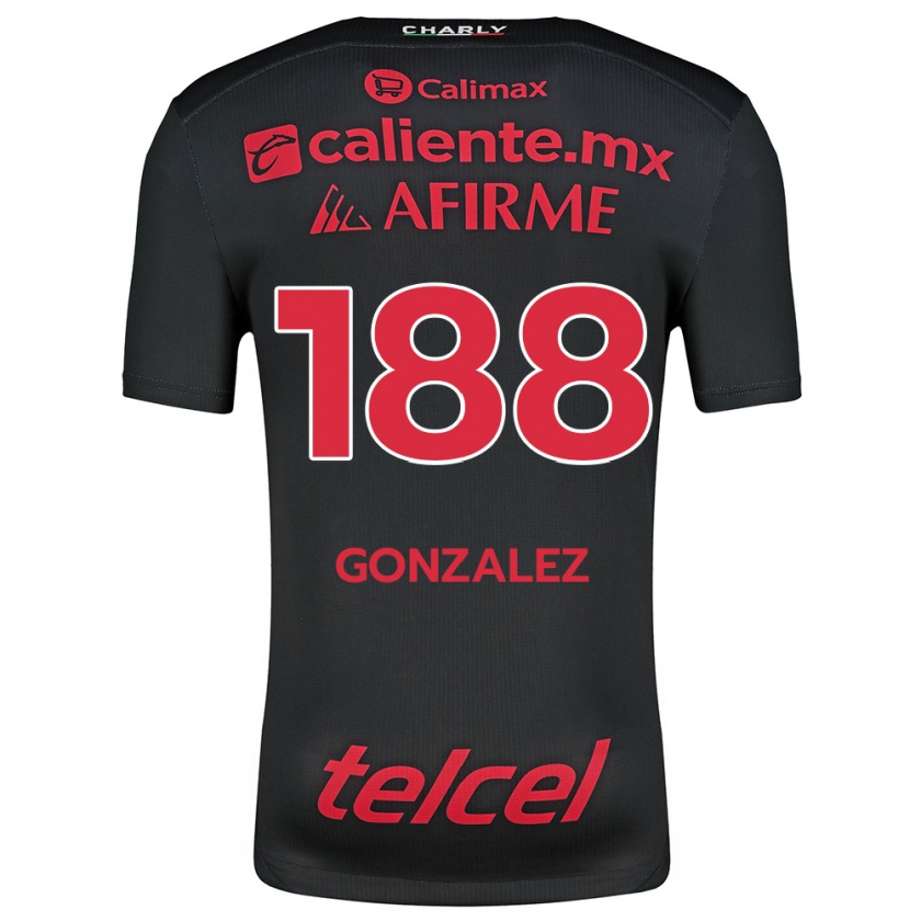 Kandiny Hombre Camiseta Jorge González #188 Negro Rojo 1ª Equipación 2024/25 La Camisa Chile