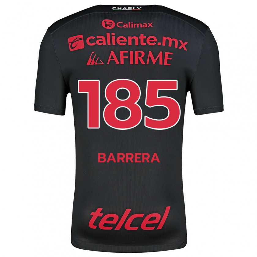 Kandiny Hombre Camiseta Geonathan Barrera #185 Negro Rojo 1ª Equipación 2024/25 La Camisa Chile