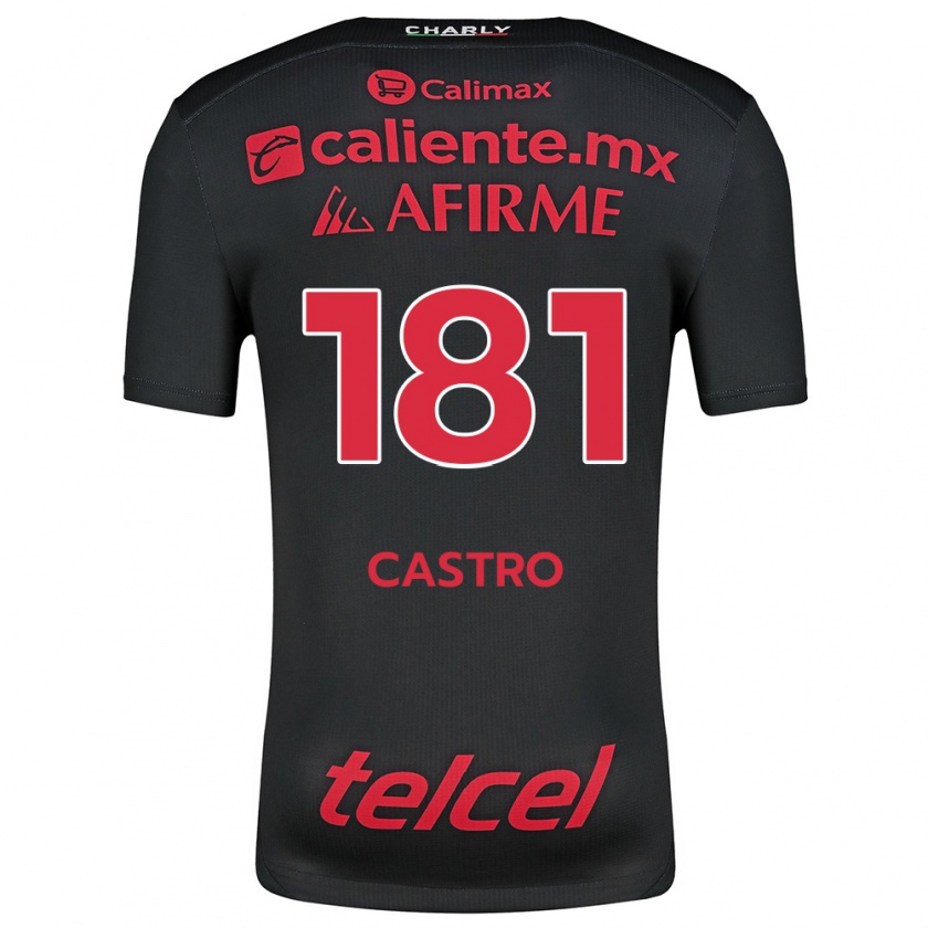 Kandiny Hombre Camiseta José Castro #181 Negro Rojo 1ª Equipación 2024/25 La Camisa Chile