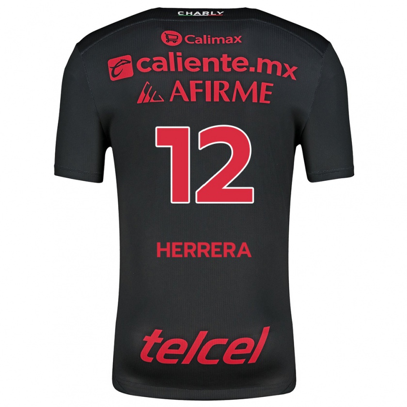 Kandiny Hombre Camiseta Melissa Herrera #12 Negro Rojo 1ª Equipación 2024/25 La Camisa Chile