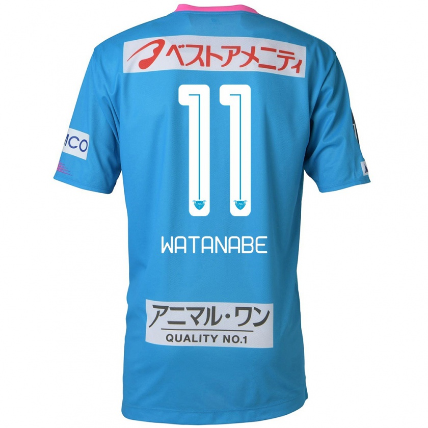 Kandiny Hombre Camiseta Shion Watanabe #11 Azul Rosado 1ª Equipación 2024/25 La Camisa Chile