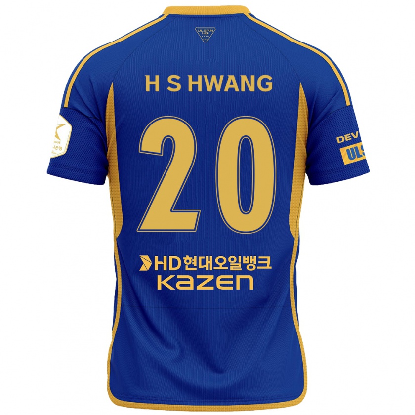 Kandiny Hombre Camiseta Seok-Ho Hwang #20 Azul Amarillo 1ª Equipación 2024/25 La Camisa Chile