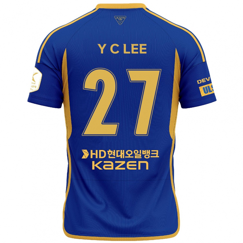 Kandiny Hombre Camiseta Chung-Yong Lee #27 Azul Amarillo 1ª Equipación 2024/25 La Camisa Chile