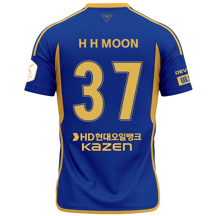 Kandiny Hombre Camiseta Hyeon-Ho Moon #37 Azul Amarillo 1ª Equipación 2024/25 La Camisa Chile