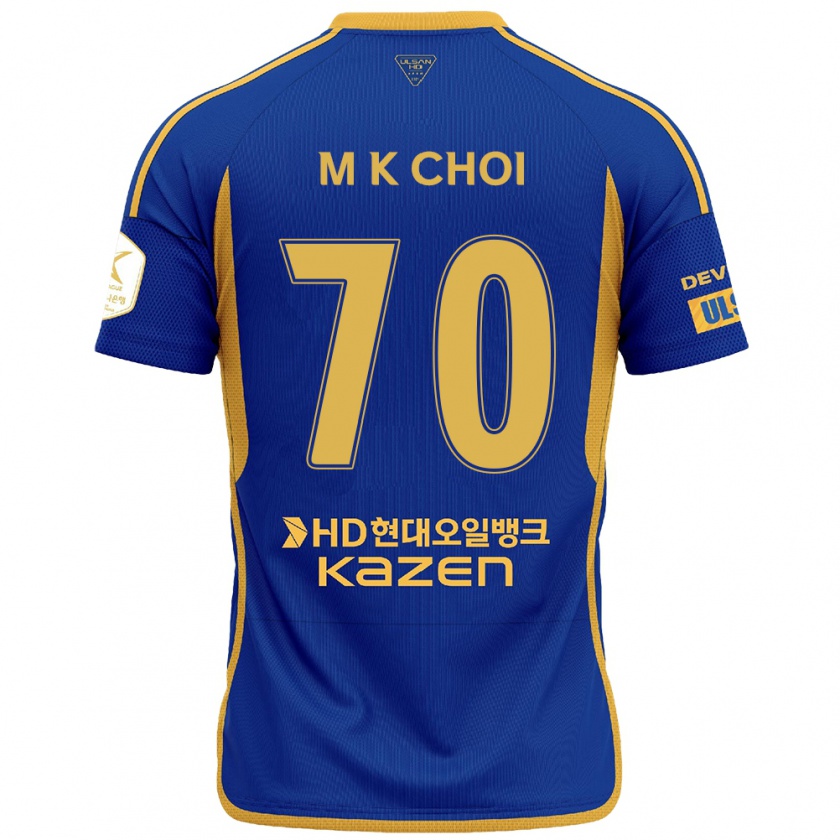 Kandiny Hombre Camiseta Kang-Min Choi #70 Azul Amarillo 1ª Equipación 2024/25 La Camisa Chile