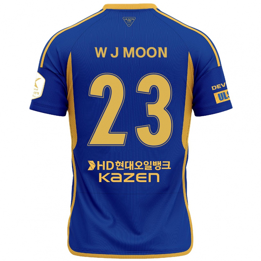 Kandiny Hombre Camiseta Ji-Won Moon #23 Azul Amarillo 1ª Equipación 2024/25 La Camisa Chile