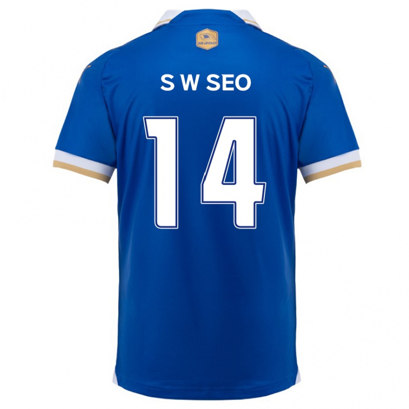 Kandiny Hombre Camiseta Woo-Seong Seo #14 Azul Blanco 1ª Equipación 2024/25 La Camisa Chile