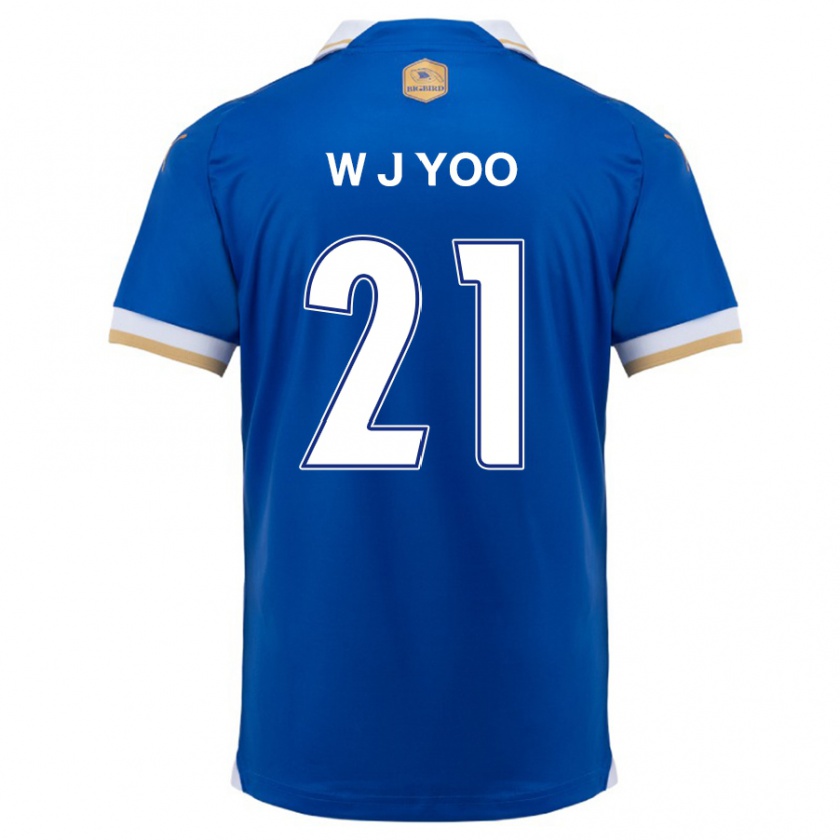 Kandiny Hombre Camiseta Jin-Wook Yoo #21 Azul Blanco 1ª Equipación 2024/25 La Camisa Chile