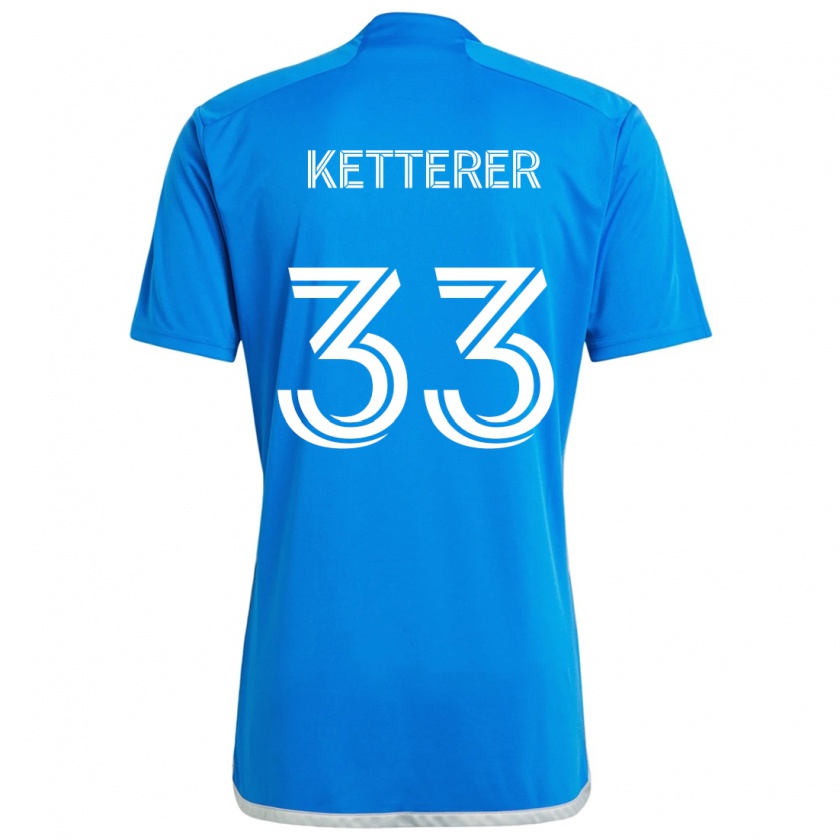 Kandiny Hombre Camiseta Logan Ketterer #33 Azul Blanco 1ª Equipación 2024/25 La Camisa Chile