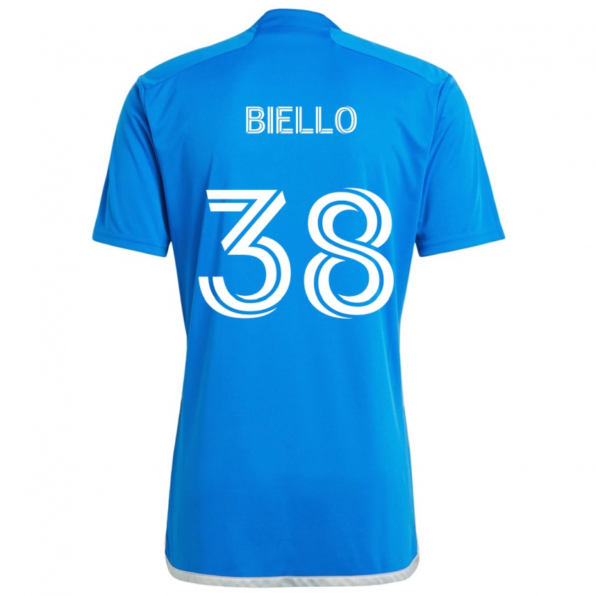 Kandiny Hombre Camiseta Alessandro Biello #38 Azul Blanco 1ª Equipación 2024/25 La Camisa Chile