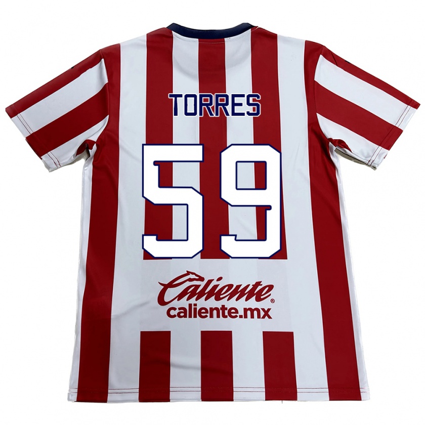 Kandiny Hombre Camiseta Christian Torres #59 Rojo Blanco 1ª Equipación 2024/25 La Camisa Chile