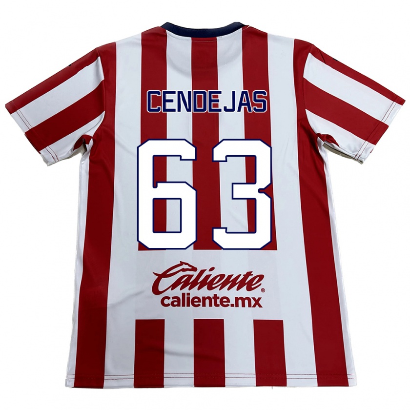 Kandiny Hombre Camiseta Matías Cendejas #63 Rojo Blanco 1ª Equipación 2024/25 La Camisa Chile