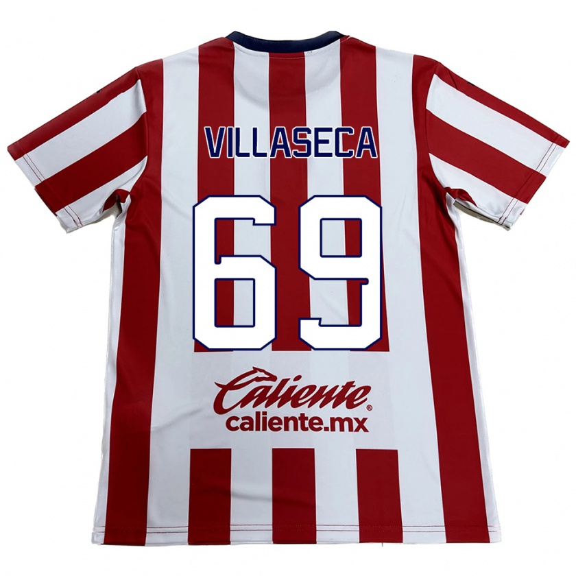 Kandiny Hombre Camiseta Daniel Villaseca #69 Rojo Blanco 1ª Equipación 2024/25 La Camisa Chile