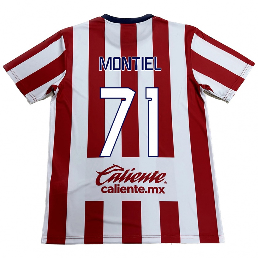 Kandiny Hombre Camiseta Erick Montiel #71 Rojo Blanco 1ª Equipación 2024/25 La Camisa Chile