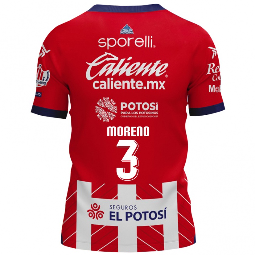 Kandiny Hombre Camiseta Iker Moreno #3 Rojo Blanco 1ª Equipación 2024/25 La Camisa Chile