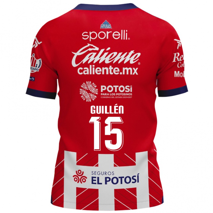 Kandiny Hombre Camiseta Daniel Guillén #15 Rojo Blanco 1ª Equipación 2024/25 La Camisa Chile