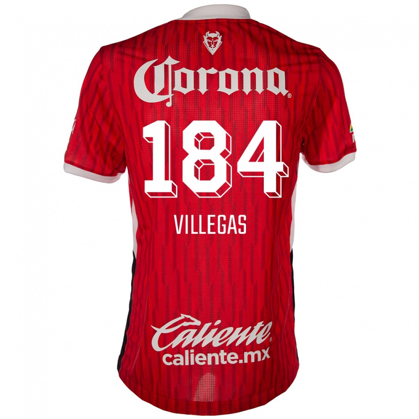 Kandiny Hombre Camiseta Abraham Villegas #184 Rojo Blanco 1ª Equipación 2024/25 La Camisa Chile