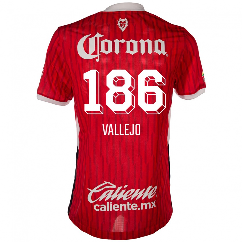 Kandiny Hombre Camiseta Saúl Vallejo #186 Rojo Blanco 1ª Equipación 2024/25 La Camisa Chile