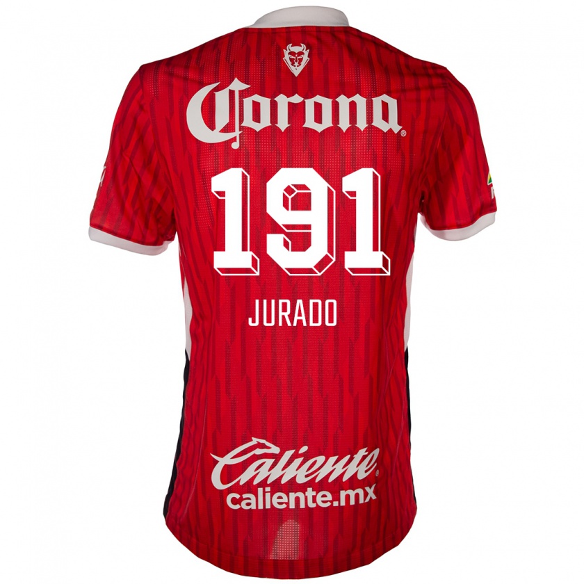 Kandiny Hombre Camiseta Pablo Jurado #191 Rojo Blanco 1ª Equipación 2024/25 La Camisa Chile