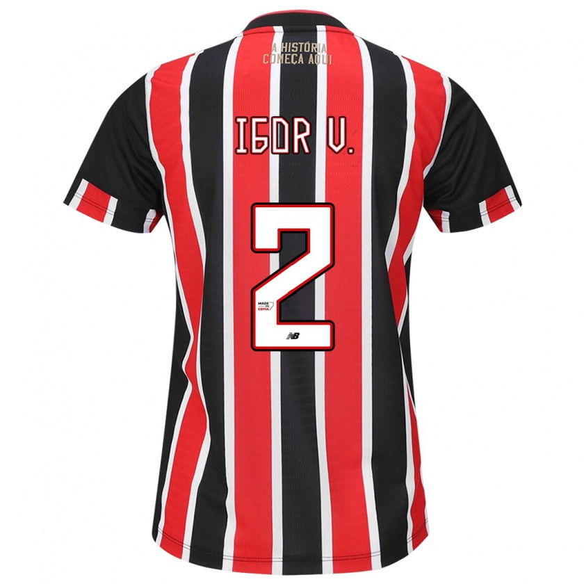 Kandiny Hombre Camiseta Igor Vinícius #2 Negro Rojo Blanco 2ª Equipación 2024/25 La Camisa Chile