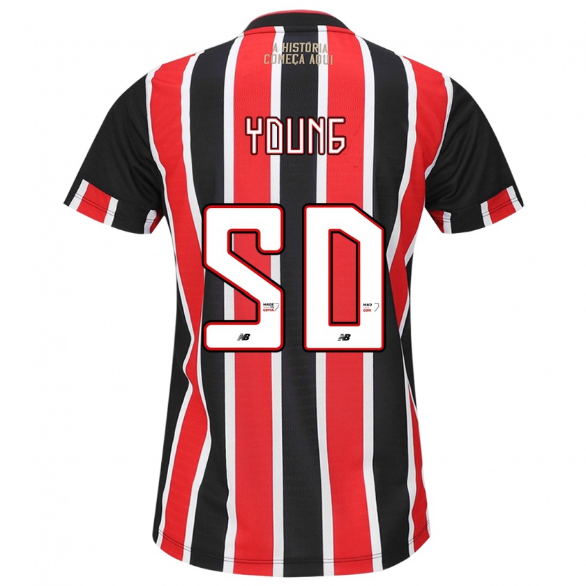 Kandiny Hombre Camiseta Young #50 Negro Rojo Blanco 2ª Equipación 2024/25 La Camisa Chile