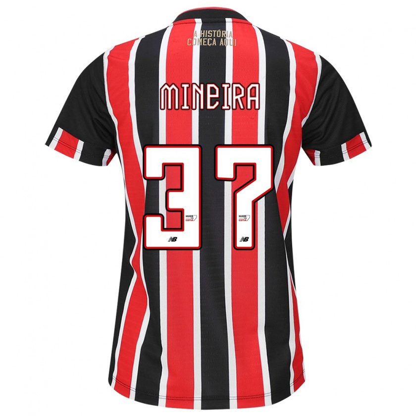 Kandiny Hombre Camiseta Rafa Mineira #37 Negro Rojo Blanco 2ª Equipación 2024/25 La Camisa Chile