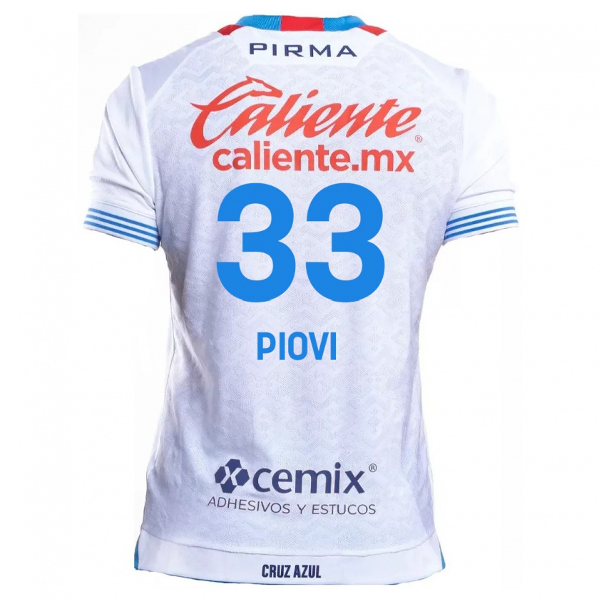 Kandiny Hombre Camiseta Gonzalo Piovi #33 Blanco Azul 2ª Equipación 2024/25 La Camisa Chile