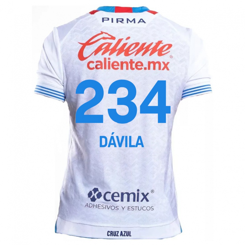 Kandiny Hombre Camiseta Emilio Dávila #234 Blanco Azul 2ª Equipación 2024/25 La Camisa Chile