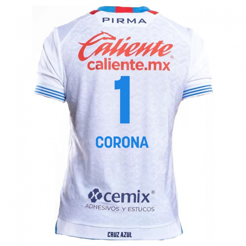 Kandiny Hombre Camiseta Jose De Jesus Corona #1 Blanco Azul 2ª Equipación 2024/25 La Camisa Chile