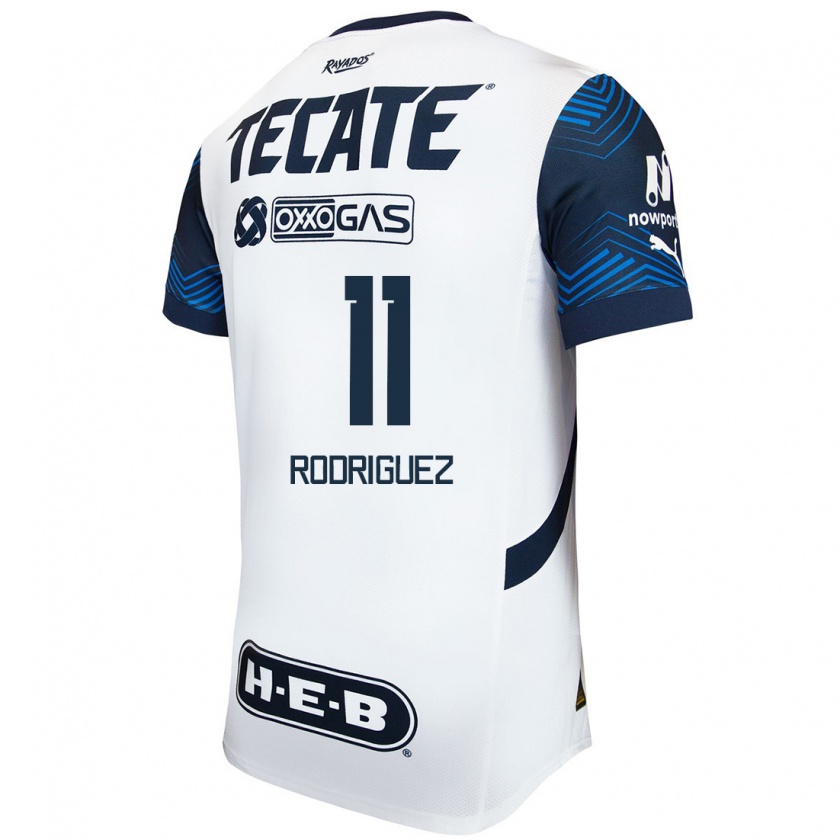 Kandiny Hombre Camiseta Lizette Rodriguez #11 Blanco Azul 2ª Equipación 2024/25 La Camisa Chile