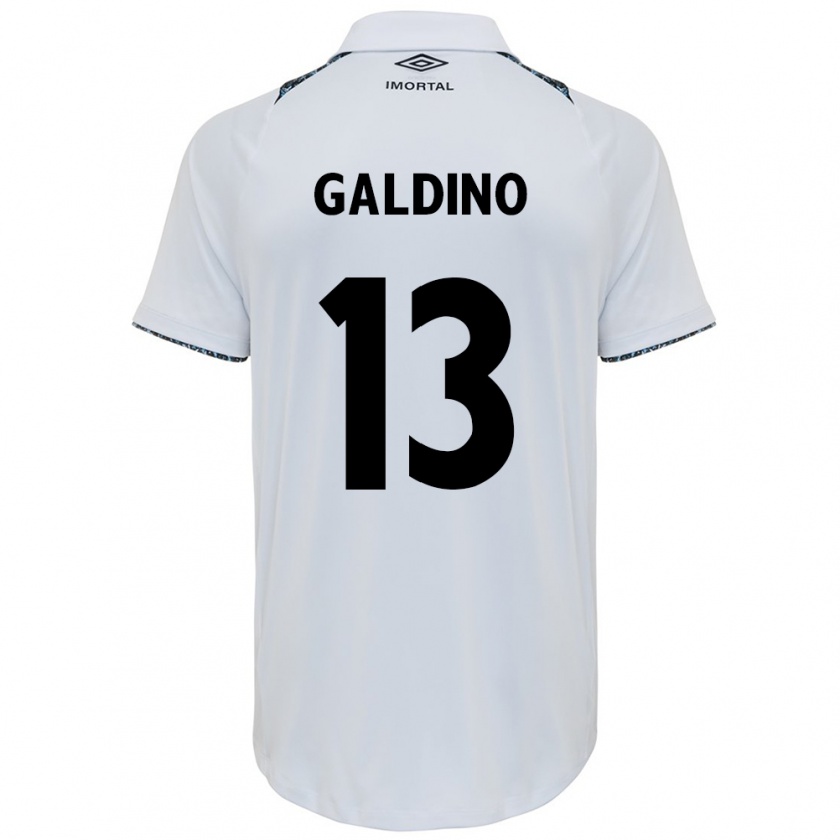 Kandiny Hombre Camiseta Everton Galdino #13 Blanco Azul 2ª Equipación 2024/25 La Camisa Chile