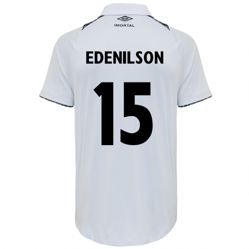 Kandiny Hombre Camiseta Edenilson #15 Blanco Azul 2ª Equipación 2024/25 La Camisa Chile