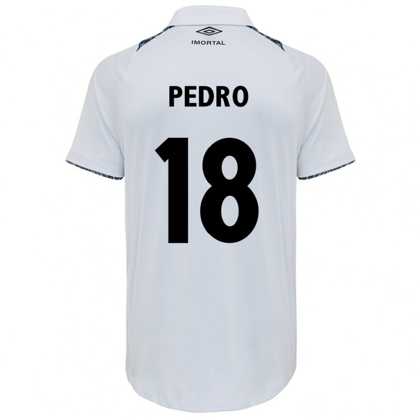 Kandiny Hombre Camiseta João Pedro #18 Blanco Azul 2ª Equipación 2024/25 La Camisa Chile