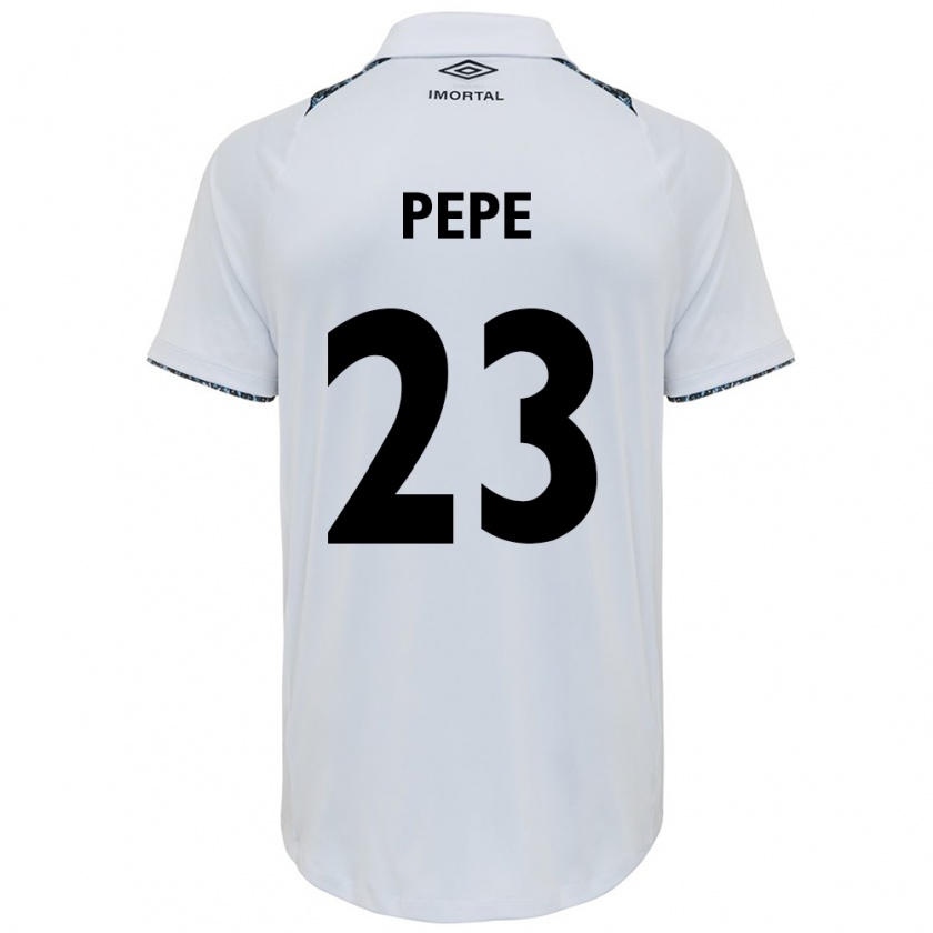 Kandiny Hombre Camiseta Pepê #23 Blanco Azul 2ª Equipación 2024/25 La Camisa Chile