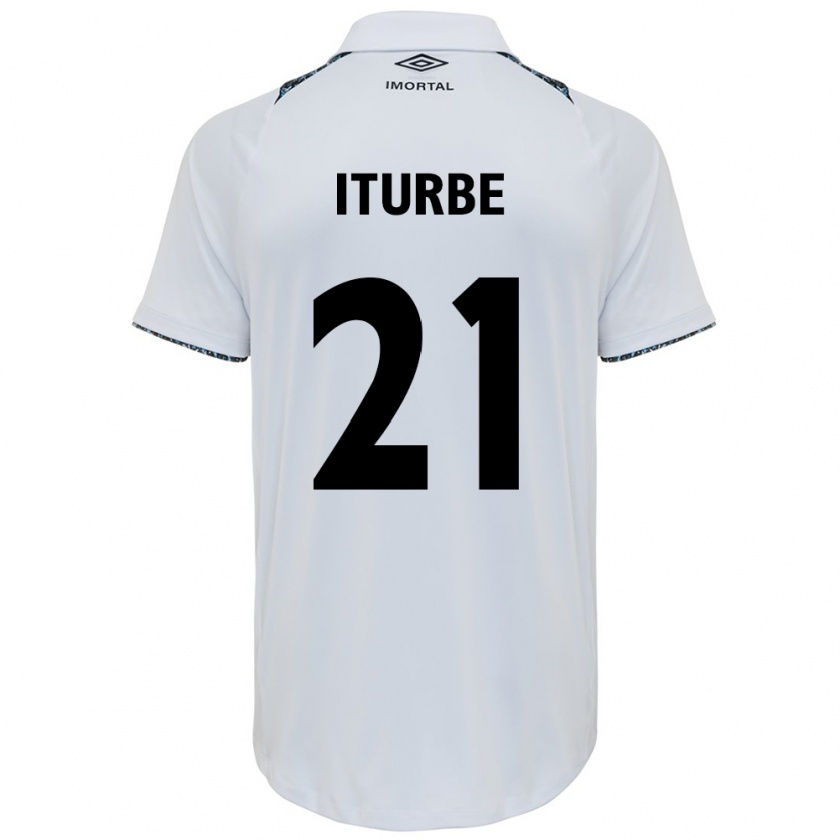 Kandiny Hombre Camiseta Juan Iturbe #21 Blanco Azul 2ª Equipación 2024/25 La Camisa Chile