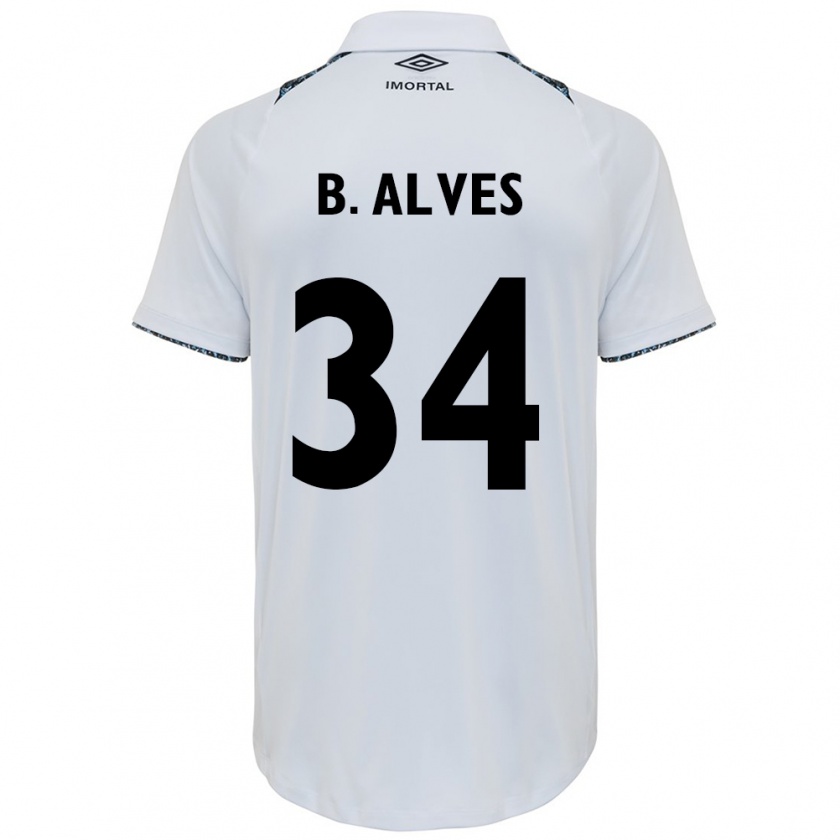 Kandiny Hombre Camiseta Bruno Alves #34 Blanco Azul 2ª Equipación 2024/25 La Camisa Chile