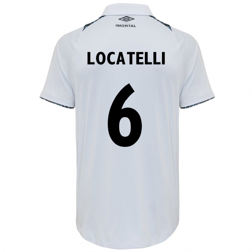 Kandiny Hombre Camiseta Natane Locatelli #6 Blanco Azul 2ª Equipación 2024/25 La Camisa Chile