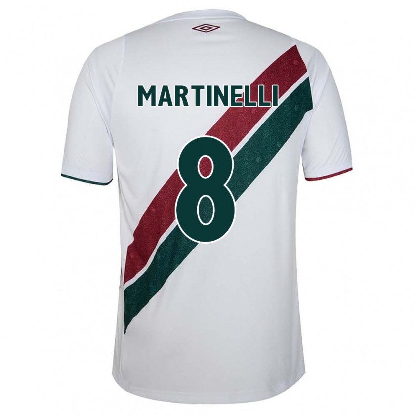 Kandiny Hombre Camiseta Martinelli #8 Blanco Verde Granate 2ª Equipación 2024/25 La Camisa Chile