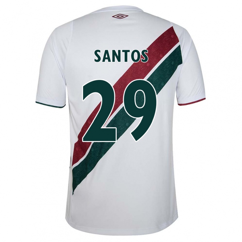 Kandiny Hombre Camiseta Thiago Santos #29 Blanco Verde Granate 2ª Equipación 2024/25 La Camisa Chile