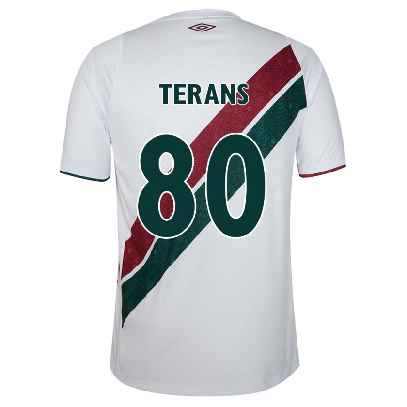 Kandiny Hombre Camiseta David Terans #80 Blanco Verde Granate 2ª Equipación 2024/25 La Camisa Chile