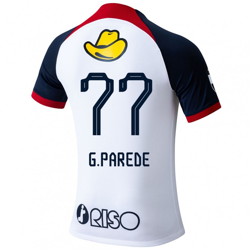 Kandiny Hombre Camiseta Guilherme Parede #77 Blanco Azul Rojo 2ª Equipación 2024/25 La Camisa Chile