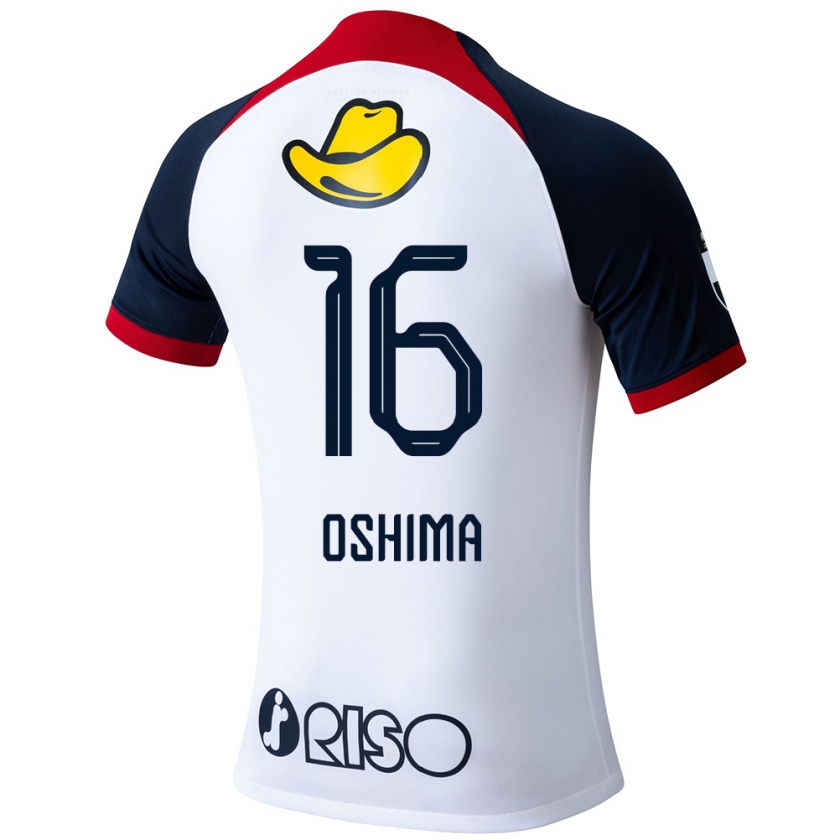 Kandiny Hombre Camiseta Ryua Oshima #16 Blanco Azul Rojo 2ª Equipación 2024/25 La Camisa Chile