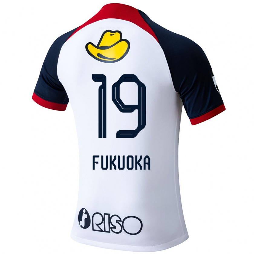 Kandiny Hombre Camiseta Yuwa Fukuoka #19 Blanco Azul Rojo 2ª Equipación 2024/25 La Camisa Chile