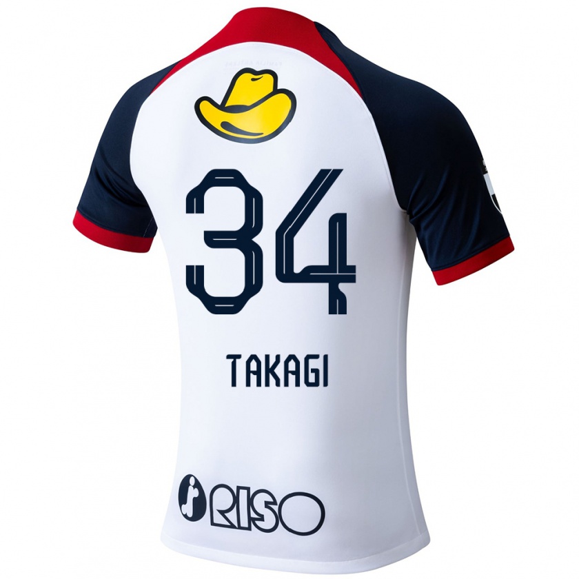 Kandiny Hombre Camiseta Haruto Takagi #34 Blanco Azul Rojo 2ª Equipación 2024/25 La Camisa Chile