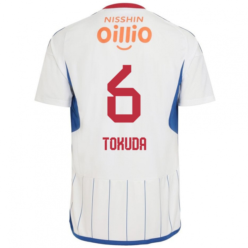 Kandiny Hombre Camiseta Yuma Tokuda #6 Blanco Azul Rojo 2ª Equipación 2024/25 La Camisa Chile