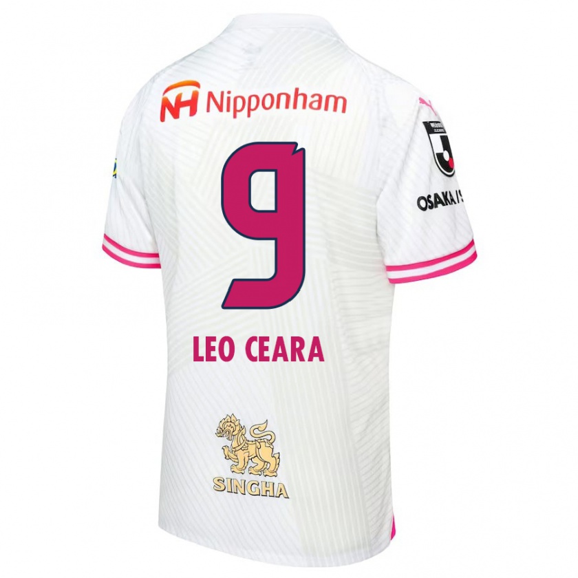 Kandiny Hombre Camiseta Léo Ceará #9 Blanco Rosa 2ª Equipación 2024/25 La Camisa Chile