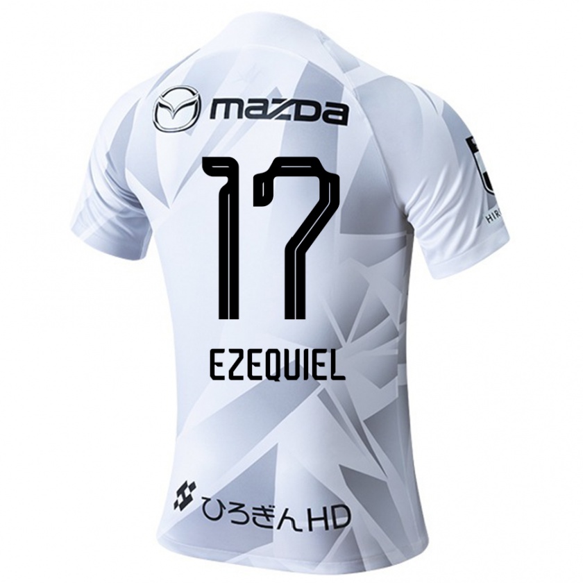 Kandiny Hombre Camiseta Ezequiel #17 Blanco Gris Negro 2ª Equipación 2024/25 La Camisa Chile