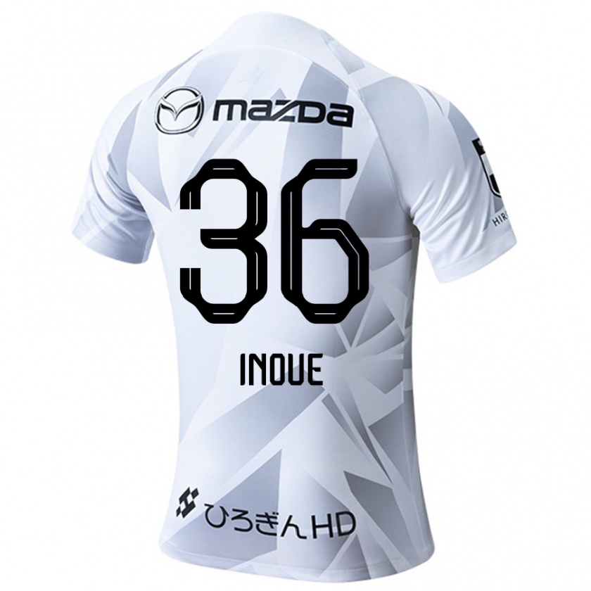 Kandiny Hombre Camiseta Aren Inoue #36 Blanco Gris Negro 2ª Equipación 2024/25 La Camisa Chile