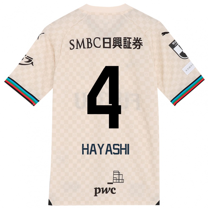 Kandiny Hombre Camiseta Shunsuke Hayashi #4 Blanco Gris 2ª Equipación 2024/25 La Camisa Chile