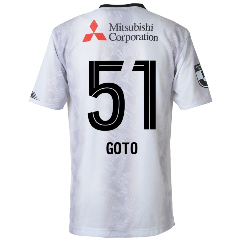 Kandiny Hombre Camiseta Wataru Goto #51 Blanco Negro 2ª Equipación 2024/25 La Camisa Chile